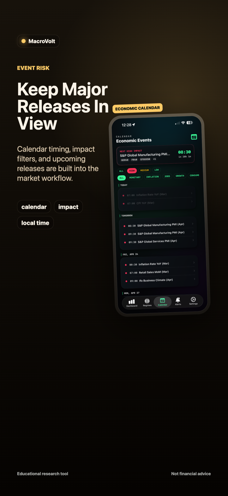 MacroVolt economic event calendar